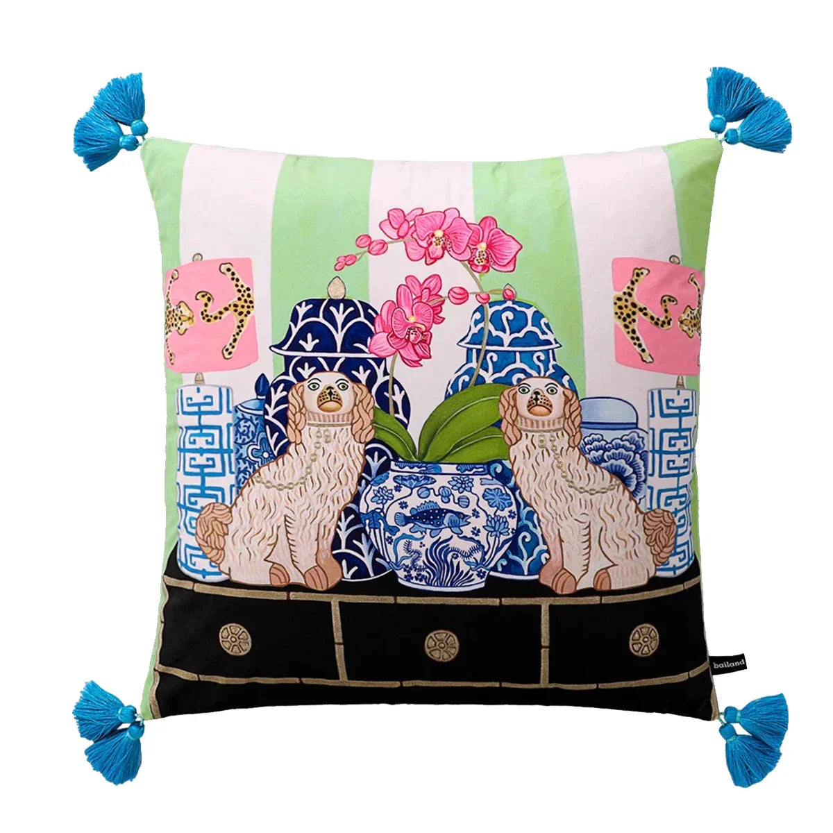 DecorBites™ Luxe Cheetah Halo Pillowcase: Decorative Tassel Cushion Cover GG Style