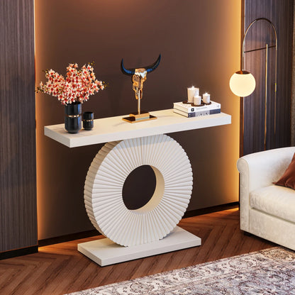 Tribesigns Modern Console Table with Geometric Base, 40 inch Wood Entryway Table Sofa Table Narrow Long Table
