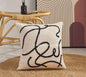 DecorBites™ Lambswool Face Embroidered Cushion Cover 45x45 - Beige White Abstract Art Pillowcase