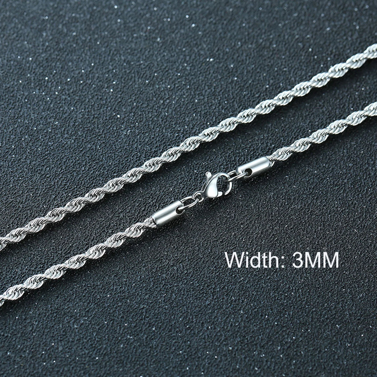 3-11mm Classic Cuban Chain Necklace for, Silver Black Gold Grey Color
