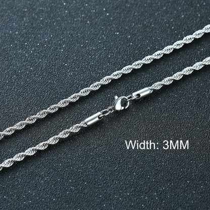 3-11mm Classic Cuban Chain Necklace for, Silver Black Gold Grey Color