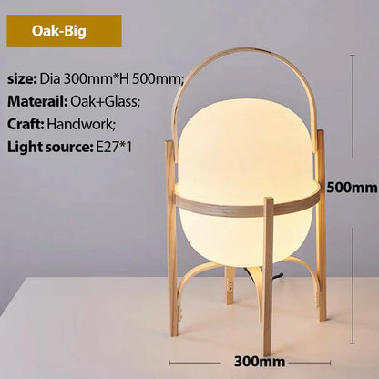 DecorBites™ Japanese Style Glass Table Lamp with Wood/Metal Frame