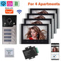 7 Inch LCD Video Doorphone Intercom Wide Angle Waterproof 1080P Camera Doorbell System for 2/3/4 Apartment Family Access Control