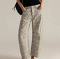 New Spring and Autumn Women's Loose Denim Flower Print Denim Pants Wide-leg Pants