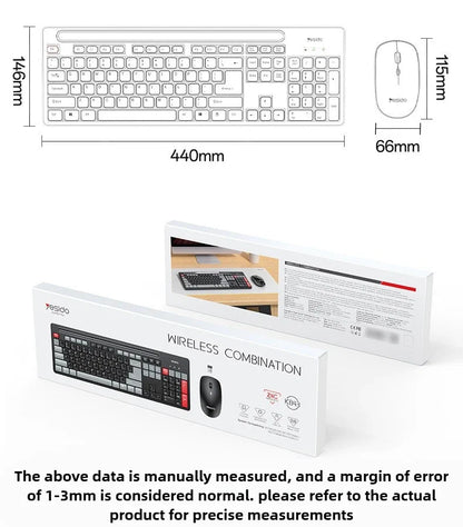Portable USB Wireless Keyboard and Silent Mouse Set for Home, Office, and Gaming Use