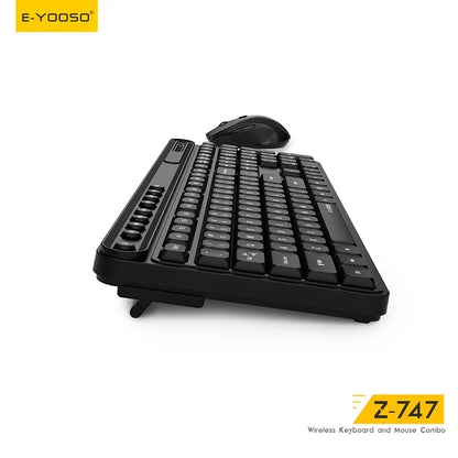 E-YOOSO Z-747 Wireless Keyboard Mouse Combo 2.4G Ergonomic Full Size Multimedia Keyboard Mice Set for Desktop Laptop Office