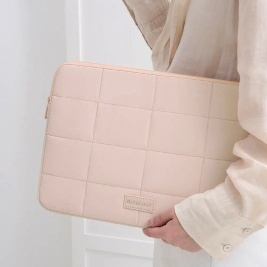 14/15.6inch Quilted Tablet Bag Shockproof Solid Color Travel Tablet