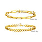 2pcs Men's Chain Bracelets, Stainless Steel Silver Gold Black Color