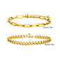 2pcs Men's Chain Bracelets, Stainless Steel Silver Gold Black Color