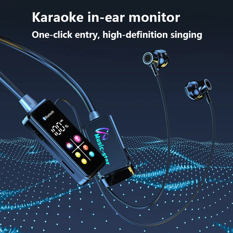 Bluetooth 5.4 Earphones With HD Screen Wireless Headsets Neckband Headphones HiFi Stereo Noise Reduction Earbuds For Live 2025