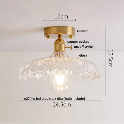 DecorBites™ Glass LED Ceiling Light for Living Room, Modern Copper Canopy, Nordic Style Fixtures