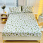 DecorBites™ Golden Feather Sheet Set: Fitted Sheet & 2 Pillowcases, All Season Bedspread