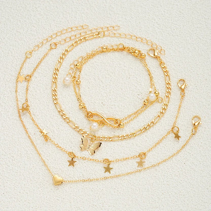 83pcs Elegant Pearl Geometric Earrings Necklace Bracelet Ring Jewelry
