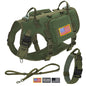 Tactical Dog Harness Collar Leash Set Military Training Pet Vest with Pouches Flags Durable Collars for Big Dogs German Shepherd