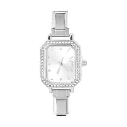 1PC 's Stainless Steel Round Simple Watch Bracelet Bangle for Friend