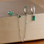 3PCS Set Stainless Steel Crystal CZ Butterfly Ear Stud Earring Gold