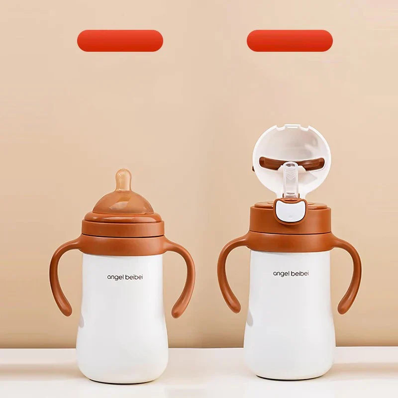 DecorBites™ Kids Stainless Steel Thermos Cup with Straw, 320ML Cute Water Bottle