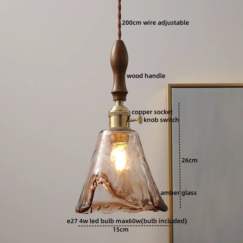 DecorBites™ Glass Copper LED Pendant Lights for Modern Style Dining Kitchen Bedroom