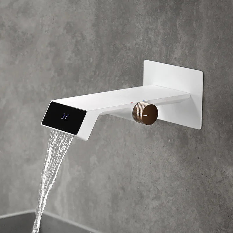 DecorBites™ LED Basin Faucet Wall Mounted Hot Cold Mixer Bathroom Brass Vanity