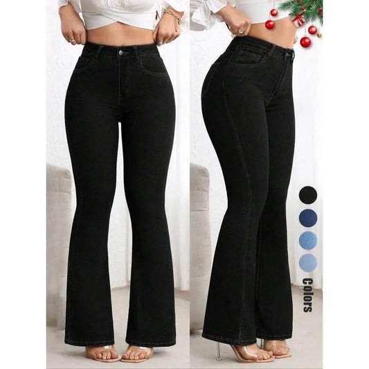New Women's Elastic Slimming Bell Bottom Jeans Butt Lifting Waist