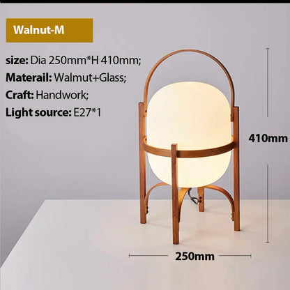 DecorBites™ Japanese Style Glass Table Lamp with Wood/Metal Frame