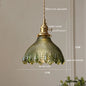 DecorBites™ Green Glass LED Pendant Lamp with Copper Wood Handle for Modern Nordic Home Decor