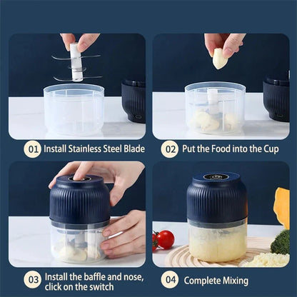 250ml Mini Wireless USB Rechargeable Electric Vegetable Chopper Garlic