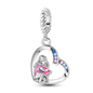 Charms Bead 925 Sterling Silver Pink Butterfly Luminous Firefly Dangle