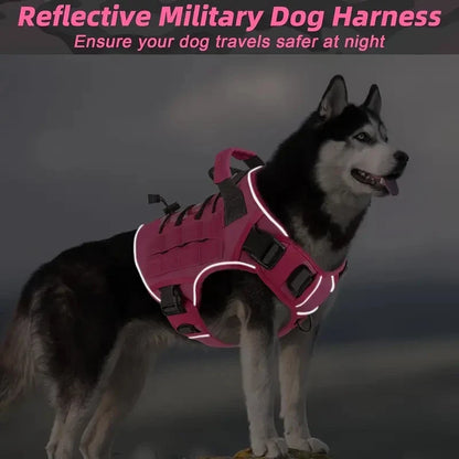 Adjustable No-Pull Tactical Dog Harness with Handle for Large Dogs - Reflective Military Vest for Labrador Retriever, Siberian H