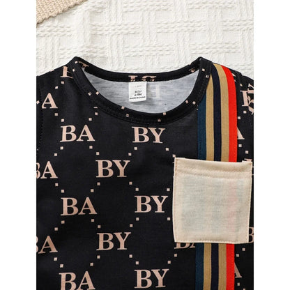 2PCS Summer Toddler Baby Boy Clothing Set T-Shirt Letter Short Sleeve