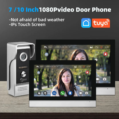 Tuya 1080P 7/10 inch Color Touch Screen WiFi Doorbell Intelligent APP Intercom Kit with Mobile Detection 128G Image Storage