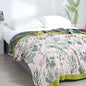 DecorBites™ Japanese Cotton Single Bedspread with Pillow Towel - Floral Birds Design