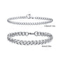 2pcs Men's Chain Bracelets, Stainless Steel Silver Gold Black Color