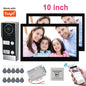 Tuya Smart WiFi Video Doorbell Intercom 1080P 2 Wired 10 inch LCD Video Door Phone System RFID APP Unlock for 2-Unit Apartments