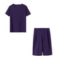 New Summer Round-Neck Solid Color Short-Sleeved Two-Piece Yoga Shorts