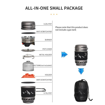 Camping Cooking Set Stove Pot Pan Cookware Outdoor Propane Cooking