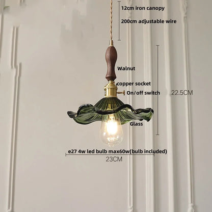 DecorBites™ Green Flower Glass Pendant Light - Modern Kitchen Bar Restaurant Hanging Lamp