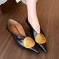 2025all-Match Gold Pointed-Toe Metal Buckle Single Shoes Women Wear