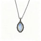 Vintage 925 Sterling Silver Necklaces with Natural Moonstone 12*6MM Simple Pendant Necklaces Party Fine Jewelry For Women Men
