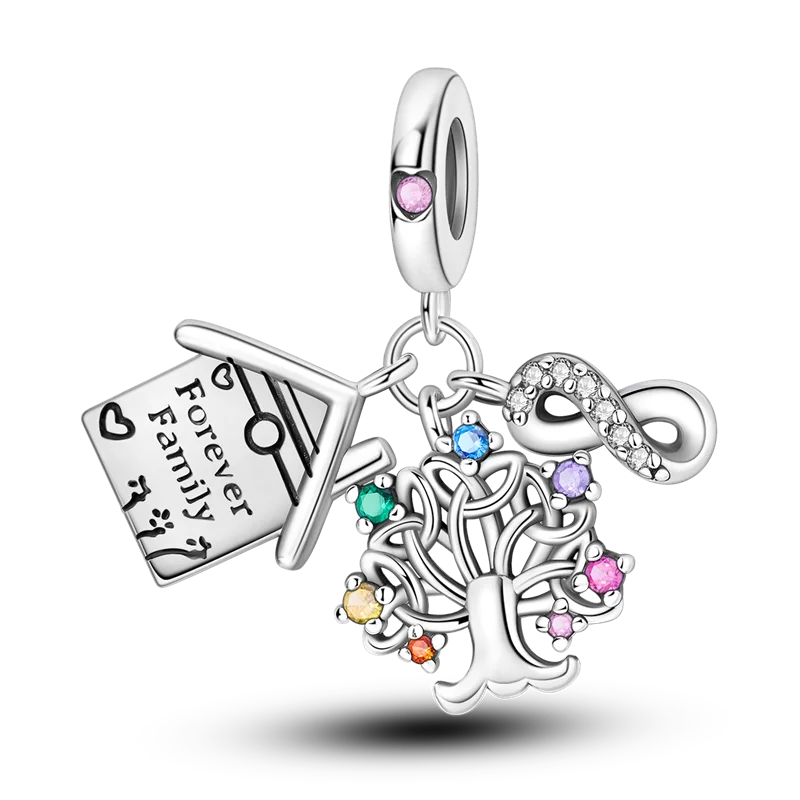 Charms Bead 925 Sterling Silver Pink Butterfly Luminous Firefly Dangle