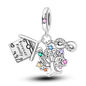 Charms Bead 925 Sterling Silver Pink Butterfly Luminous Firefly Dangle