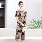 Summer Women's Ice Silk Home Set T-shirt+Pants Fashionable Multi-color Set Thin Asian Size Clothing Plus Size