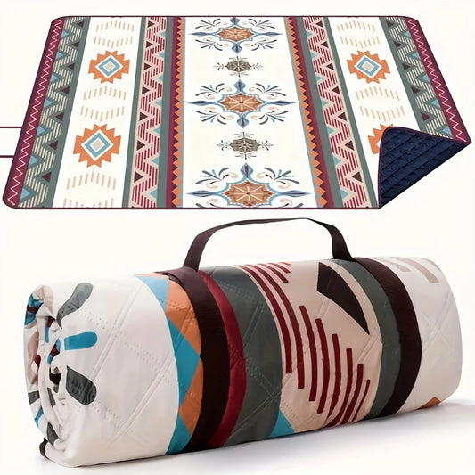 Outdoor Camping Picnic Blanket, Portable Beach Mat, PU Coated Oxford Cloth, Bound Edge, Foldable Lightweight Mat