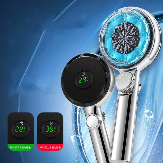 DecorBites™ LED Filtered Shower Head with Digital Display - High Pressure Water Saving