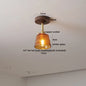 DecorBites™ Green Glass LED Ceiling Lights: Modern Copper Wood Indoor Lamp