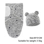 Baby Blanket Hat Set Cartoon Printed Cotton Newborn Swaddle Adjustable