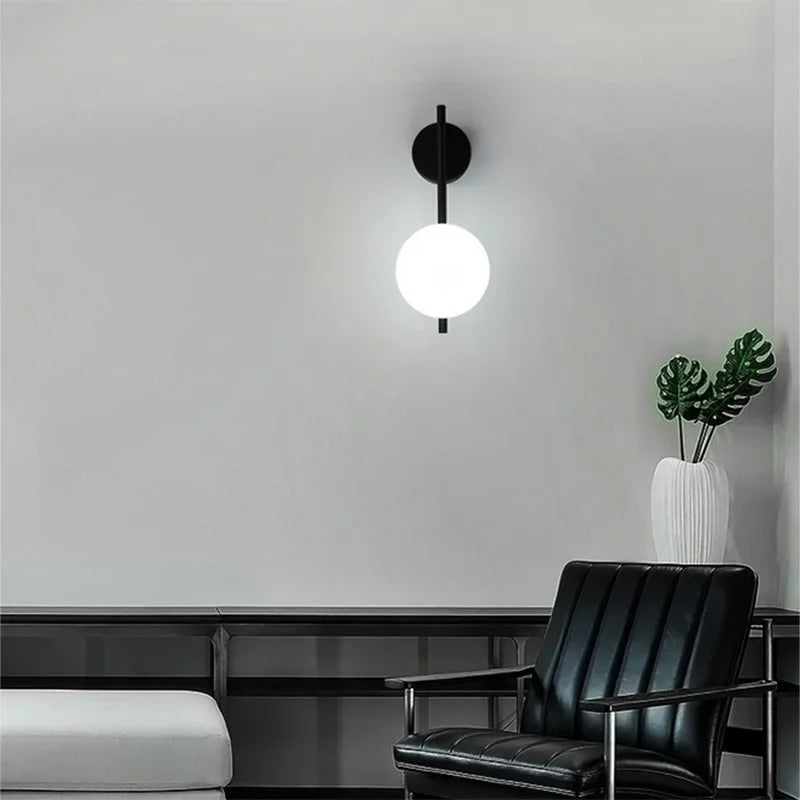 DecorBites™ Gold LED Glass Ball Wall Lamp: American Style Aisle Sconce for Bedroom, Study, and Corridor