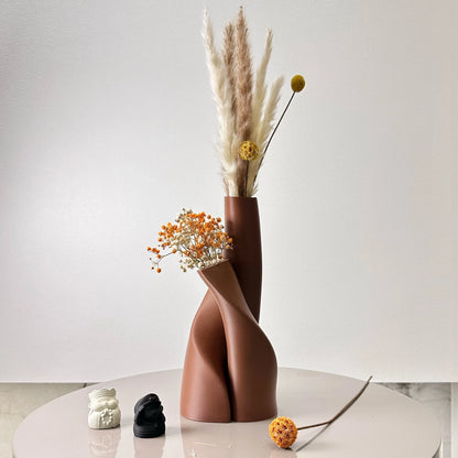 2 Piece Set of Special-Shaped Double Vase, Creative Dried Flower Vase