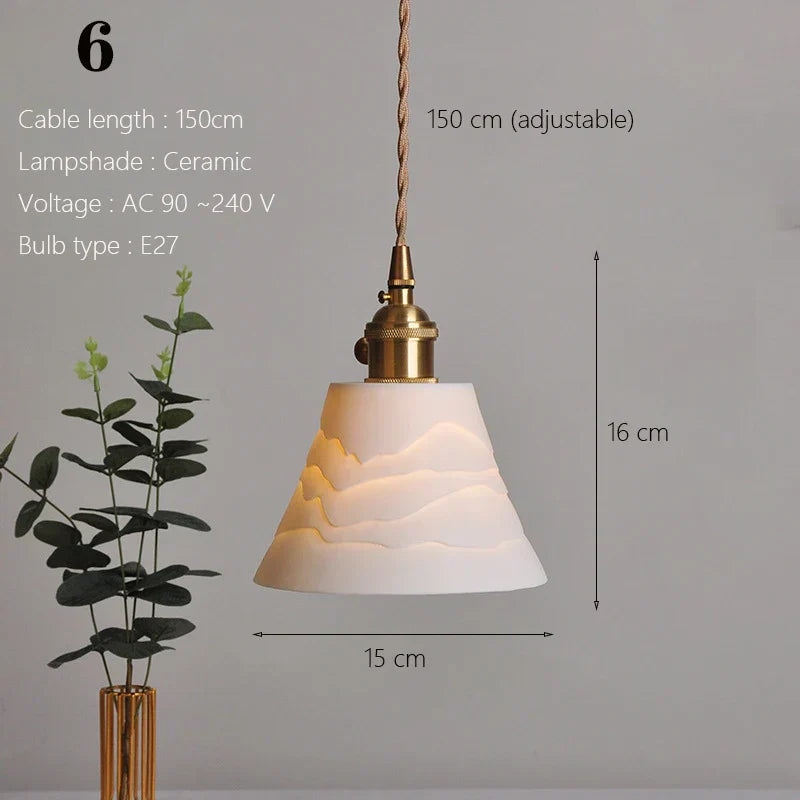 DecorBites™ Japanese Ceramic Pendant Light Scandinavian Style Luxury Lamp