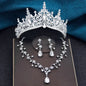 Baroque Wedding Crown for Bride 3-Pack Tiara Earrings Necklace Bridal